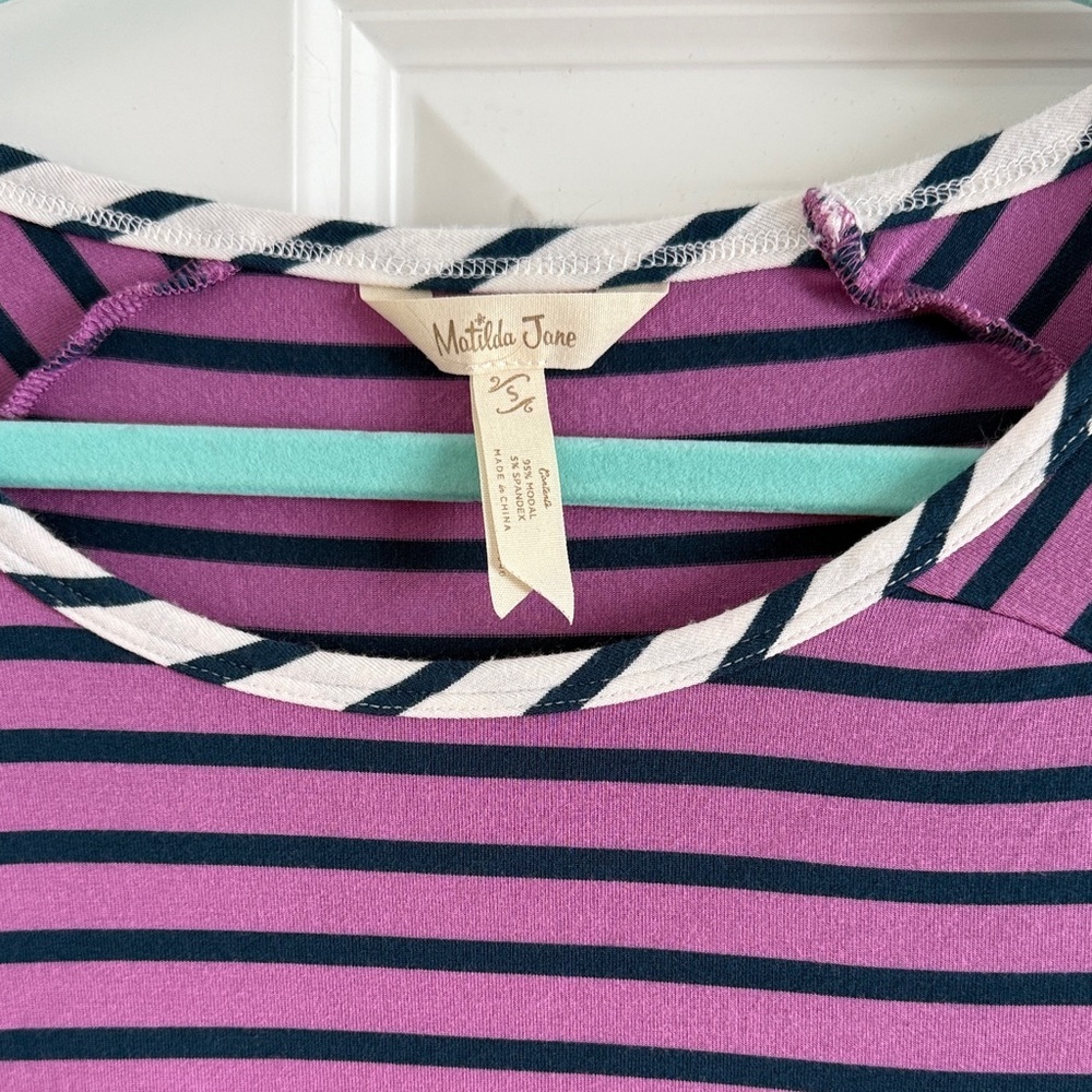 Matilda Jane Striped Purple and Blue Tunic Top SZ Small 95% Modal - Picture 2 of 8
